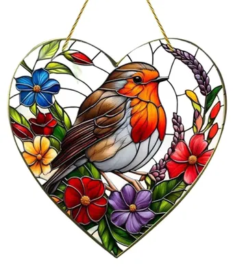 Produktbild von Vogel-Sonnenfänger aus Buntglas, Kolibri-Fensterdekoration zum Aufhängen, für Zuhause, Garten oder als Geschenk für Vogelliebhaber