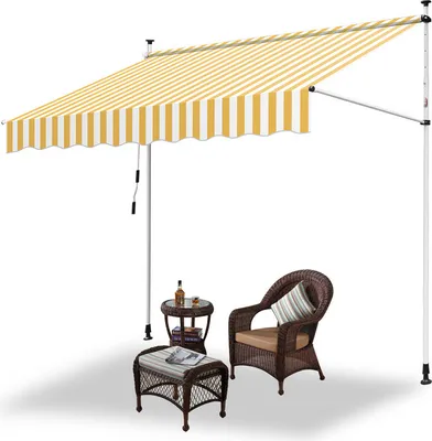 Produktbild von Jiubiaz Markise Klemmmarkise Einziehbar Sonnenmarkise Sonnenschutz Balkon ohne Bohren 350x120cm