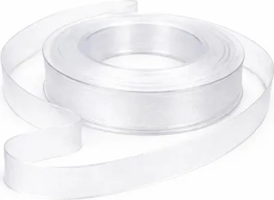 Produktbild von Chiffon Organza Dekoband mit Drahtkante 25 mm breit 20 m auf Rolle weiß