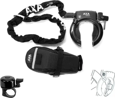 Produktbild von Axa Defender Rahmenschloss mit Kette RLC 100 Ø 5,5 mm + Tasche inkl. Fahrradklingel