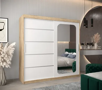 Obrázok produktu pre Zrkadlová skriňa DONICELA 3 - 200 cm, sonoma / biela