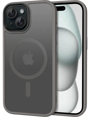 Obrázok produktu pre Puzdro na iPhone 15 s technológiou MagSafe, ochranou fotoaparátu, odolné proti nárazom a poškriabaniu, priehľadné, svetlosivé