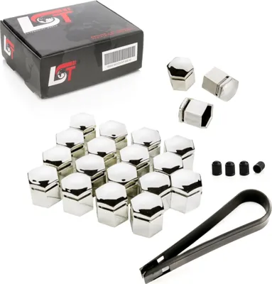 Produktbild von 20x Radschrauben Kappen Radschraubenkappen 17 mm chromfarben für VW SEAT SKODA