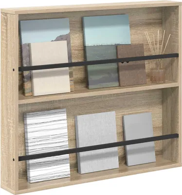 Produktbild von Eleganter Möbel Magazinregal Sonoma-Eiche 80 x 12 x 70cm Holzwerkstoff - Zeitungsständer CJG520540 - Zeitungsständer