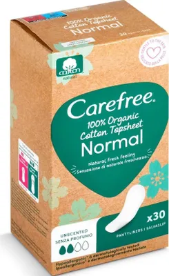 Image de Carefree, Coton, hypoallergénique, respirant, taille normale, paquet de 30