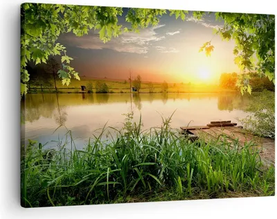 Produktbild von Bild auf Leinwand - Leinwandbild - Brücke See - 70x50cm - Wand Bild - Wanddeko - Wandbilder - Leinwanddruck - Bilder - Kunstdruck - Wanddekoration - Leinwand bilder - Wandkunst - AA70x50-3914