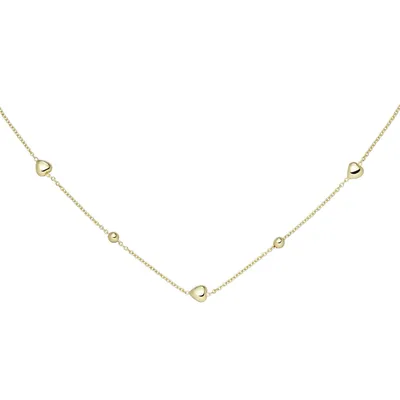 Produktbild von Halskette Collier Rundankerkette Kugeln & Herzen 925 Silber vergoldet 42-45cm