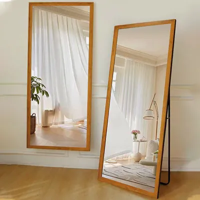 Immagine prodotto di Specchio, Specchio da toilette, Specchio a figura intera, Specchio da toilette, Specchio da parete, Specchio da appoggio, Specchio per il trucco, In legno L60*H160cm