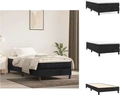 Produktbild von vidaXL Boxspringbett Schwarz 80x200 cm Samt -  Betten & Bettgestelle