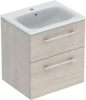Produktbild von Geberit Selnova Square - Waschbeckenschrank 635x538x480 mm, mit Waschbecken, 2 Schlubladen, helles Nuss Hickory 501.239.00.1