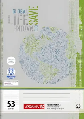 Produktbild von BRUNNEN Vokabelheft A5 32 Blatt liniert Lineatur 53 Recyclingpapier