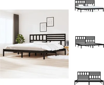 Produktbild von vidaXL Massivholzbett Schwarz Kiefer 200x200 cm -  Betten & Bettgestelle