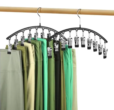 Immagine prodotto di 2 grucce girevoli per pantaloni - organizer per pantaloni con 10 clip