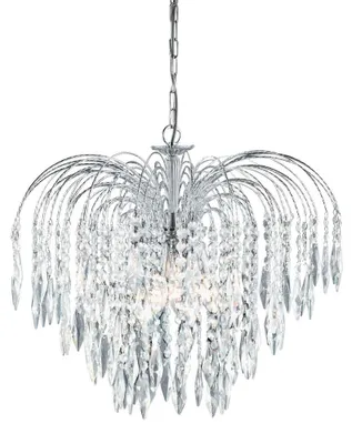 Produktbild von Klassischer Wasserfall-Kronleuchter Stahl Chrom Kristall 5 Lichter E14