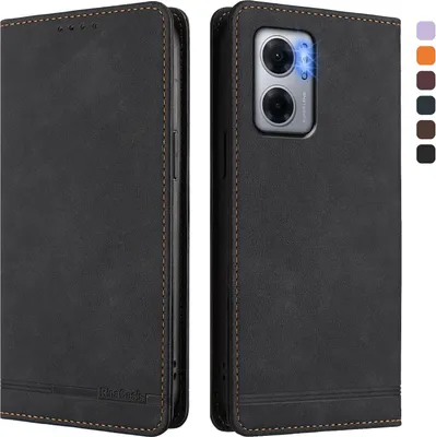 Produktbild von Hülle für Xiaomi Poco M5/M4 5G/Redmi 10 5G, Retro Kunstleder Ständer Klapphülle mit Kartenfächer und Magnetische Schwarz