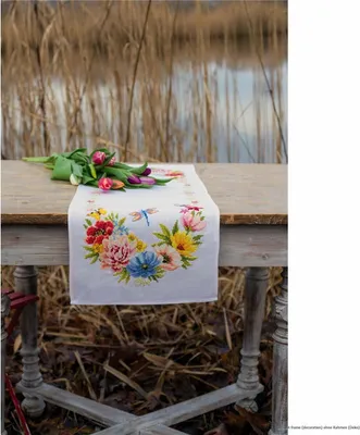 Produktbild von Vervaco Tischläufer Kreuzstichset "Blumen", Zählmuster