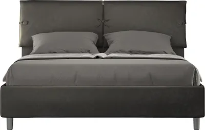 Produktbild von ITYHOME - Gepolstertes Bett mit Lattenrost 160x210 mit Mikrofaserbezug Grau Sleeper