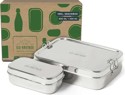 Produktbild von ECO Brotbox - Brotbox XL inkl. Snackbox XL - Edelstahl Lunchbox rechteckig