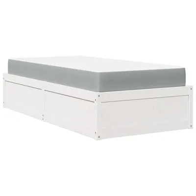 Zdjęcie produktu dla vidaXL Łóżko z materacem białe 90x200 cm lite drewno sosnowe
