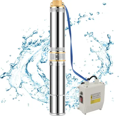 Produktbild von Peviasot 370W / 0.5hp Tiefbrunnenpumpe Brunnenpumpe 4.5 Zoll bis 4000 L/h Sandverträglich Tauchpumpe Edelstahl Wasserpumpe Gartenpumpe mit Schaltbox
