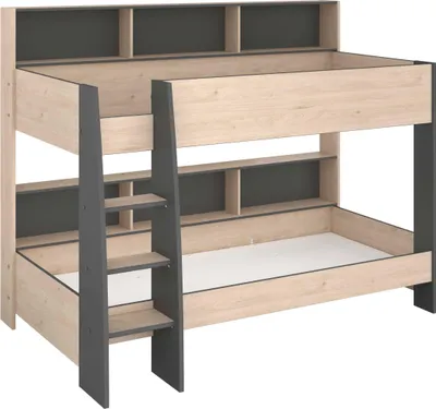 Produktbild von Etagenbett Leo inkl. Matratzenauflagen - Eiche/grau