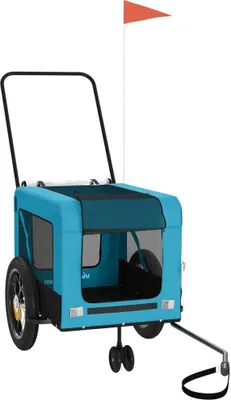 Immagine prodotto di vidaXL Cani da Rimorchio per Biciclette Tessuto Oxford Blu e Nero & Ferro