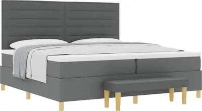Produktbild von Boxspringbett mit Matratze Dunkelgrau 200 x 200 cm Stoff