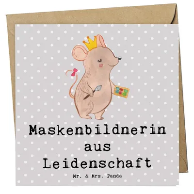 Produktbild von Mr. & Mrs. Panda Grußkarte Maskenbildnerin Leidenschaft - Grau Pastell - Geschenk, Beauty Salon, Kosmetikstudio, Klappkarte, Ausbildung, doppelkarte, anlasskarte, Lustig