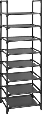 Produktbild von Schuhregal 8 Ebenen, schmal, 46x28x145 cm, Metall, schwarz