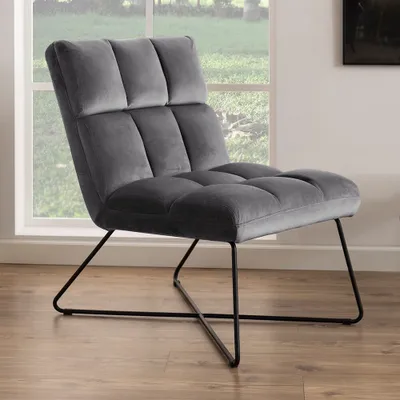 Image de Smuk Fauteuil en velours gris Katherine