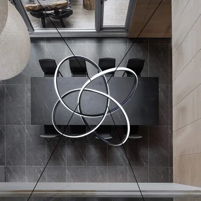 Produktbild von ZMH LED Pendelleuchte Wohnzimmer Schwarz Hängelampe Höhenverstellbar Ø62cm 62W Ringe Kronleuchter Dimmbar mit Fernbedienung