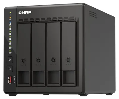 Produktbild von QNAP TS-453E - NAS-Server - 4 Schächte - SATA 6Gb/s - RAID RAID 0, 1, 5, 6, 10, 50, JBOD, 60 - RAM 8 GB - 2.5 Gigabit Ethernet - iSCSI Support