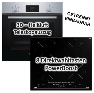 Produktbild von HERDSET INDUKTION Bosch Backofen Teleskopauszug mit TEKA Induktionskochfeld - autark, 60 cm NEU
