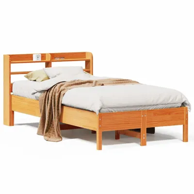 Produktbild von vidaXL Massivholzbett ohne Matratze Wachsbraun 120x190 cm Kiefernholz