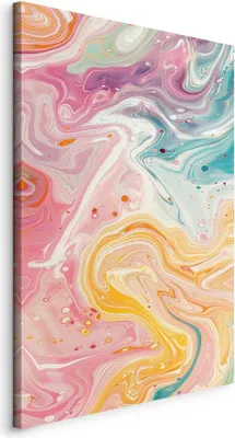 Produktbild von Vlies Leinwandbild - Colorful Chaos - Dynamic Shapes in Shades of Pink Yellow and Blue 20x30 cm Abstrakt a-H-10043-b-a