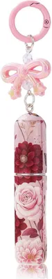Imagen del producto de Botella de perfume de viaje recargable, de 5 ml, con motivos de rosas y un llavero, ideal para llevar de viaje