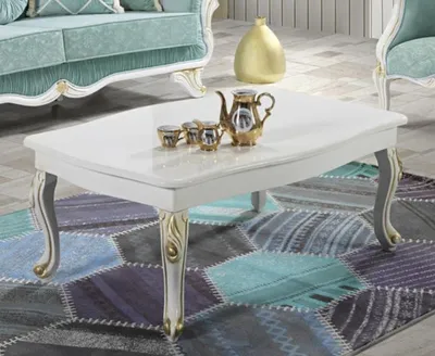 Produktbild von Casa Padrino Barock Couchtisch Weiß / Gold 105 x 74 x H. 46 cm - Rechteckiger Wohnzimmertisch im Barockstil - Barock Möbel