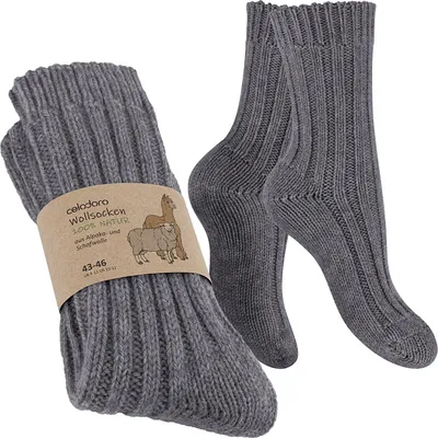 Produktbild von Wintersocken aus Naturwolle – Celodoro – Für Damen und Herren mit Alpaka (1 Paar) – Grau