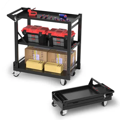 3-in-1 Servicetrolley, klappbar, mit Rollen, 96 kg Tragfähigkeit
