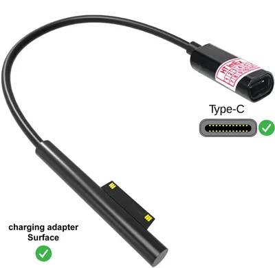 Produktbild von Ladekabel für Microsoft Surface Pro 6/5/4/3 Lade-adapter auf USB C Typ C Buchse