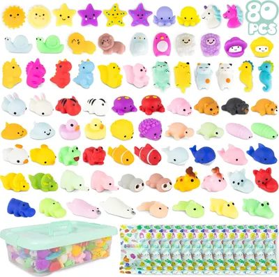 Produktbild von BONNYCO Mochi Squishy Set Mitgebsel Kindergeburtstag Gastgeschenke, 80 Stück Kleine Geschenke für Kinder. Mitbringsel Kindergeburtstag Gastgeschenk, Pinata Füllung. Give Aways, Einschulung Set