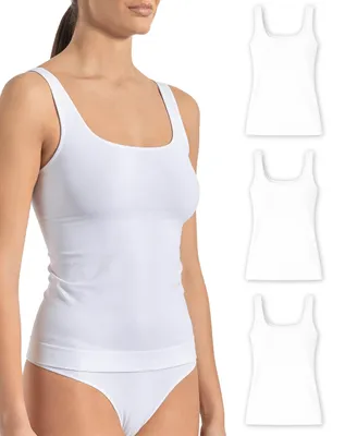 Immagine prodotto di Reggiseni a bretelle da donna, con bretelle larghe in microfibra, confezione da 3 pezzi – Canottiera basic con spalline, taglia unica