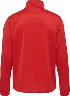 The back of a red tracksuit jacket.