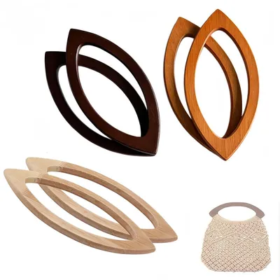 6er-Set Holzgriffe für Handtaschen, 3 Farben, 20 cm