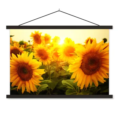Produktbild von MuchoWow® Textilposter Sonnenblume - Gelb - Blumen - Sonne 90x60 cm mit schwarzem Rahmen - Aufhängungssatz