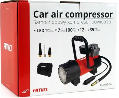 Zdjęcie produktu dla Kompresor samochodowy pompka 12V LED ACOMP-06 AMIO-02180