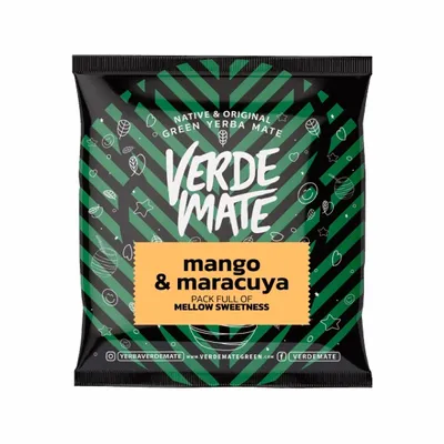 Produktbild von Verde Mate - Mate Tee Probe Mango, Maracuya 50g - 5mm Dicke Blätter, Staubfrei - Belebend, Mild - Exotisch - Luftgetrocknet - Yerba Mate Brasilien