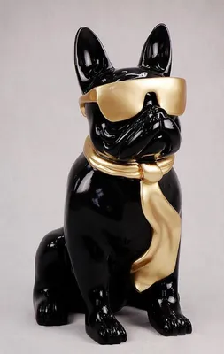 Image de Casa Padrino Décoration de luxe Chien Bouledogue Noir / Or H. 65 cm - Sculpture décorative en résine - Décoration de salon - Décoration animale de luxe