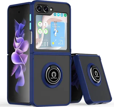 Immagine prodotto di Per Samsung Galaxy Z Flip7 FE / Flip6 5G Shadow Design TPU + PC Custodia protettiva blu scuro
