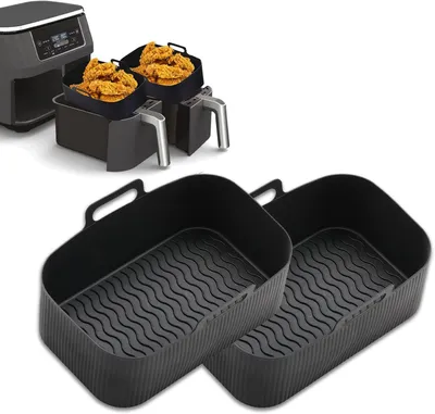 Productafbeelding van Siliconen bakvorm voor airfryer - Hittebestendig bakinzetstuk - Geschikt voor heteluchtfriteuses - 2 stuks